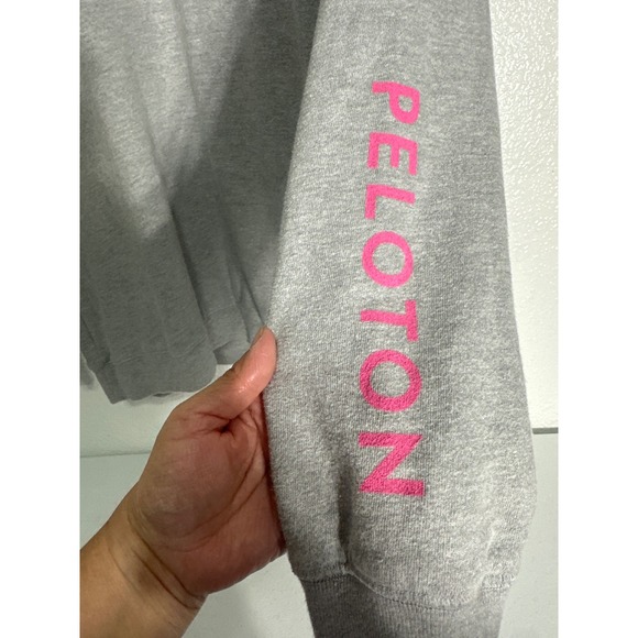 Peloton Crewneck Pullover Gray Pink Logo Athletic Women's Size L - Picture 2 of 9